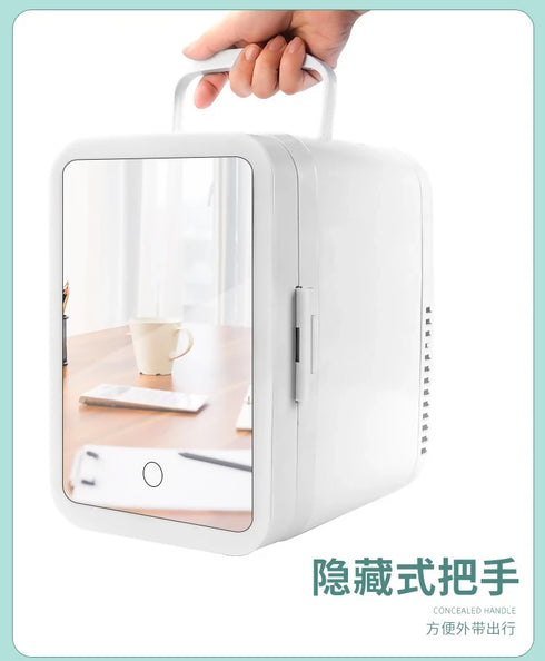 Mini Car Fridge Cooler Heater Portable Car Fridges Mirror Makeup Dual Use DC12V